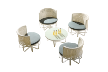 Shop By Collection - Polo Collection - Polo Round Seating Set for 4 with Round Coffee Table