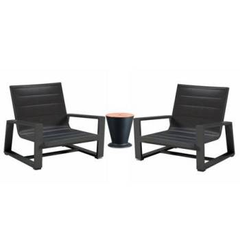 Kyoto Chair Set with Round Side Table with Ice Bucket- QUICK SHIP