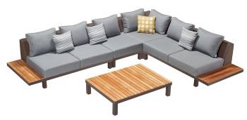 Shop By Category - Outdoor Seating Sets - Babmar - Monte Carlo Sofa Set for 6 with Built-In Side Table- Quick Ship 