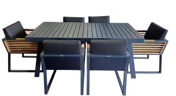 Avant Dining Set For 6 with Aluminum Table - Quick Ship 