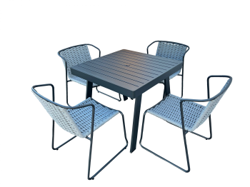 Shop By Collection - Martinique Collection - Martinique Dining Set For 4 with All Aluminum Dining Table -QUICK SHIP