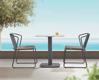 Shop By Collection - Martinique Collection - Martinique Dining Set For 2 with All Aluminum Dining Chairs 