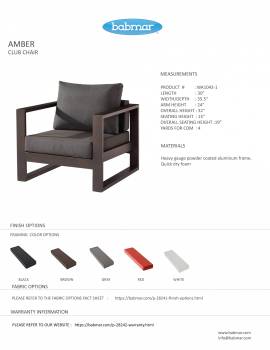 Amber Club Chair - Black Frame with Sunbrella Cast Slate Cushions - Image 2