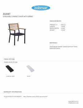 Babmar - Avant Stackable Dining Chair With Teak Armrests - QUICK SHIP - Image 3