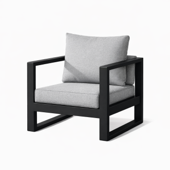 Amber Club Chair - Black Frame with Sunbrella Cast Slate Cushions 