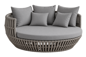 Apricot Low back Daybed | Gray Wicker | QUICK SHIP