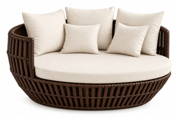 Apricot Low Back Daybed | Brown Wicker | QUICK SHIP