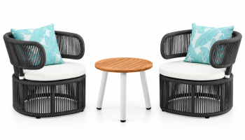 Venice Woven Lounge Chair set for 2 with side table