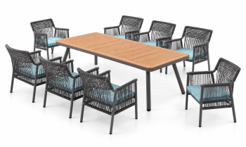 Venice Dining Set for 8 with Woven Sides