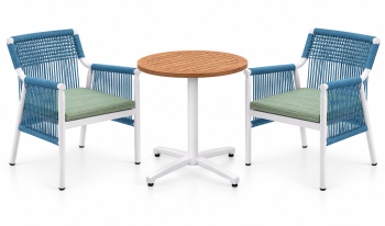 Venice Round Bistro Dining Set for 2 with Woven Sides