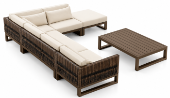 Wisteria Modular Lounge Sofa Set For 5 With Coffee Table And Ottoman - Image 1
